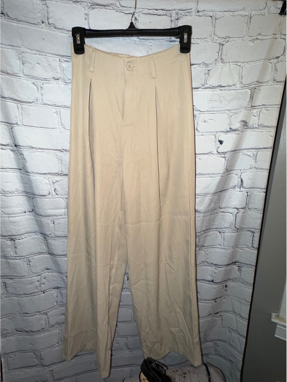 Cream wide leg pants